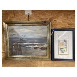 2 Pcs - Framed Ocean Scene Painting by J. Doris