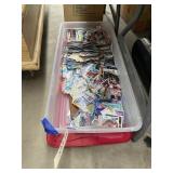Assorted Sports Cards in Plastic Bin