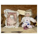 Porcelain Baby in Crib - Porcelain Doll