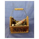 Wooden Soda Water Crate w/Assorted Bottles