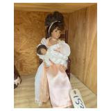 Porcelain Doll in Chair w/Baby