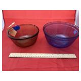 Anchor Hocking Amber & Blue Mixing Bowls