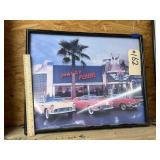 Framed Vintage Car Pic 20"x16"
