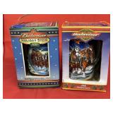 2 - Budweiser Holiday Steins NIB