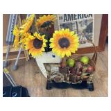 Wicker Basket w/Faux Fruit - Faith Metal Sign