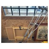 Pair Aluminum Crutches & Cork Board