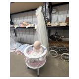Porcelain Baby Doll in Crib 16"x42"H