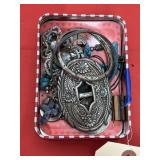Tin w/Silver Toned Jewelry