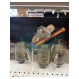4 Glass Handled Cups - Wooden Baton