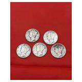 5 - 90% Silver Mercury Dimes