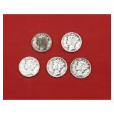 5 - 90% Silver Mercury Dimes