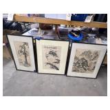 3 Pcs - Oriental Style Framed Wall Art 22"x19"