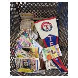 Assorted Sports Cards in Plastic Bin