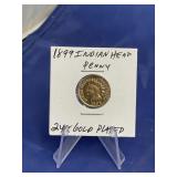 1899 Indian Head Penny 24K Gold Plated