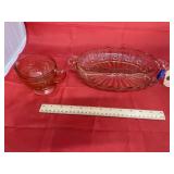 Pink Divided Tray & Creamer