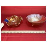 Carnival Glass Footed Dish & Candy Dish