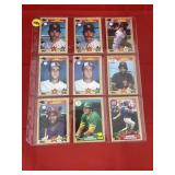 1987 Topps Baseball Sheet 9 Cards All Stars