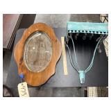 Metal Wall Shelf & Oval Mirror 20"x14"
