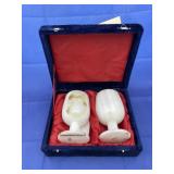 2 - White Onyx Goblets in Velvet Case