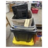 6 - Plastic Totes w/2 Lids