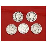 5 - 90% Silver Mercury Dimes