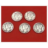 5 - 90% Silver Mercury Dimes