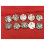 10 - 35% Silver War Nickels