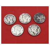 5 - 90% Silver Mercury Dimes