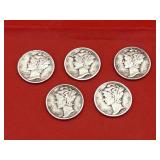 5 - 90% Silver Mercury Dimes