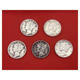 5 - 90% Silver Mercury Dimes