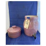 Porcelain Drink Dispenser & Covered Dish