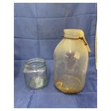 Large Glass Jug & Glass Golden Harvest Canister