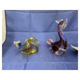 2 Pcs - Art Glass Bird & Trinket Dish