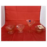 Pink Depression Glass - 2 Sherbets - Stem Glass