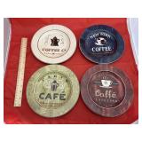 4 - Coffee Themed Decorative Stoneware Plates