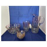 8 Pcs - Rose Tint Pattern Glass Mfg 1900-1910
