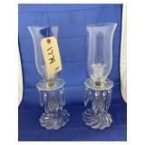 Pair Clear Glass Candle Holders