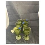 6 - Green Glass Small Goblets