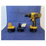 12V Battery Op DeWalt Drill w/3 Batteries