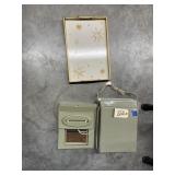 Wood Serving Tray & Vintage Makeup Mirror
