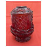 Vintage Indiana Glass Ruby Flashed Fairy Lamp