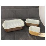 3 - Pyrex Refrigerator Dishes Woodland Pattern