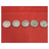 5 Sequential Date Liberty Head Nickels