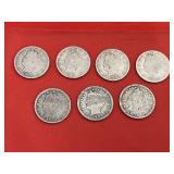 7 Sequential Date Liberty Head Nickels
