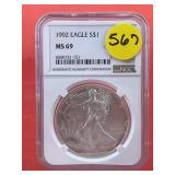 1992 Silver Eagle NGC Slab MS69