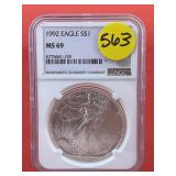 1992 Silver Eagle NGC Slab MS69