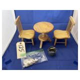 5 Pc - Miniature Kitchen Table w/Chairs & More