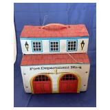 Metal Fire House w/Firemen & Truck