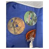 2 - Painted Saw Blades - Orange Glass Swan Tray