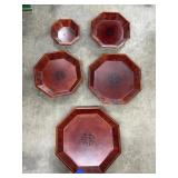 5 Pcs - Wood Nesting Bowls - Oriental Style
